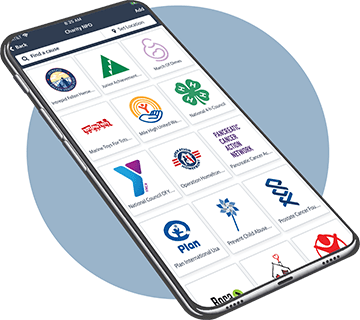 ShopRaise mobile app, cause selection with general charity logos Download ShopRaise’s app, browser extension, or make purchases through their online store to shop for charity.