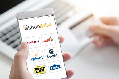ShopRaise mobile app, cause selection with general charity logos Choose the cause you care about most to support through shopping